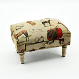 Equestrian Fabric Footstool with Drawer