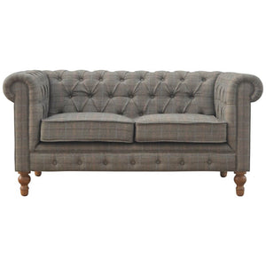 Multi Tweed 2 Seater Chesterfield Sofa Front View