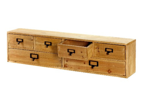 Wide 6 Drawers Wood Storage Organizer 80 x 15 x 20 cm