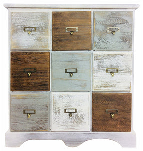 Wood Cabinet With 9 Drawers 64cm