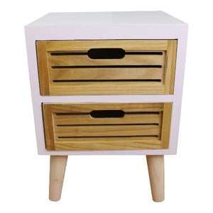 White & Wood 2 Drawer Nightstand