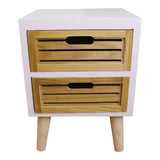 White & Wood 2 Drawer Nightstand