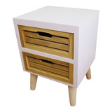 White & Wood Bedside Drawers