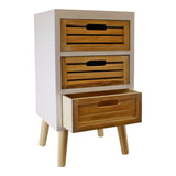3 Drawer Unit In White With Natural Wooden Drawers With Removable Legs