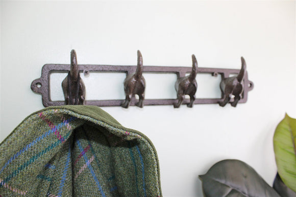 Rustic Cast Iron Wall Hooks, Dogs Tail