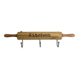 Kitchen Wall Hooks, 4 Hooks with a Rolling Pin Design