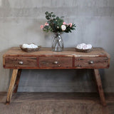 Rustic Console Table with 3 Drawers