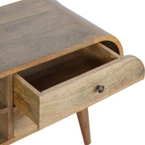 Oak-ish Rounded Edges TV Stand with 2 Drawers