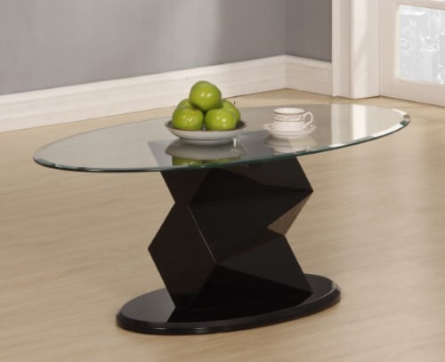 Rowley Black Oval Glass Top Coffee Table