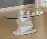 Rowley White Oval Glass Top Coffee Table