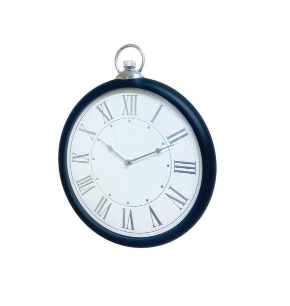 Round Black and Silver Clock 42cm