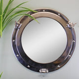 Round Industrial Silver Wall Mirror