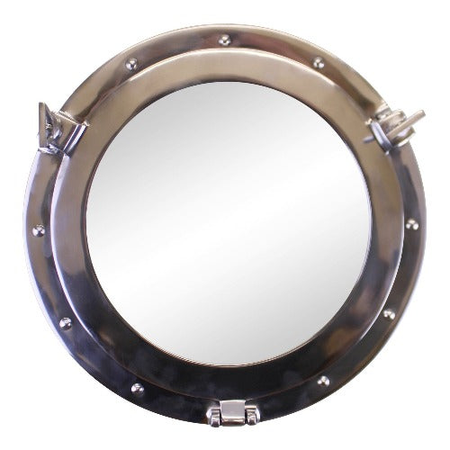 Silver Metal Port Hole Mirror, 40cm