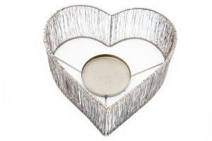 Silver Heart Candle Holder