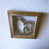 Wooden Framed Metal Hearts, 20cm