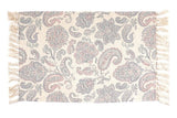 Compact Paisley Rug with a vibrant blue and pink print and tassels, easy to maintain and long-lasting