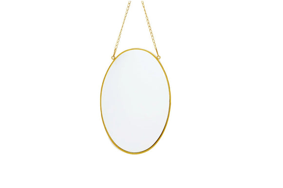 Gold Hanging Oval Mirror