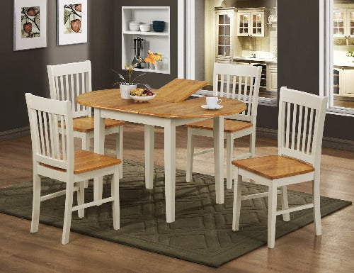 Stacey White Extending Dining Set with 4 Chairs Natural & White