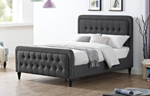 Linen Fabric Double Bed Grey