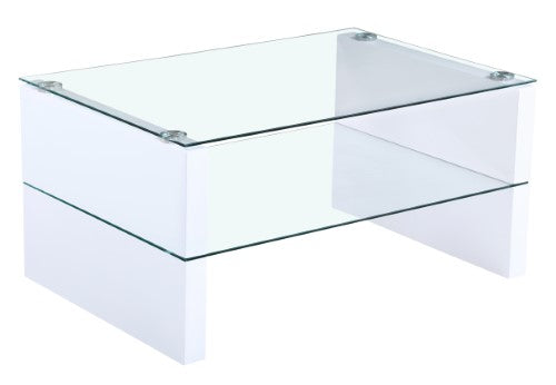 Glass Coffee Table with White High Gloss Legs