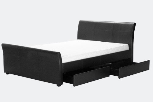 4 Drawer PVC Double Bed Black
