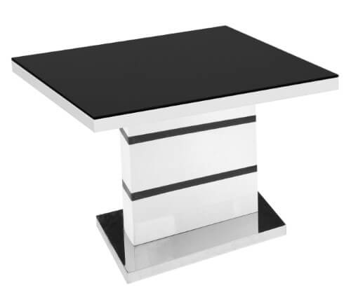 Aldridge High Glass End Table White With Black Glass Top