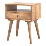 Rustic 1 Drawer Solid Wood Bedside with Open Slot