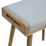 Chic Tray-Style Footstool in Trendy Grey Tweed Fabric