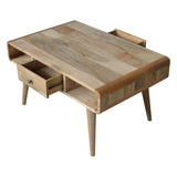 Curved Oak-ish Coffee Table – Handcrafted Solid Mango Wood with Scandinavian Design