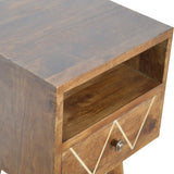 Close-up of Solid Mango Wood Texture on Small Geometric Bedside