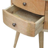 Solid Wood Rounded 2 Drawer Bedside